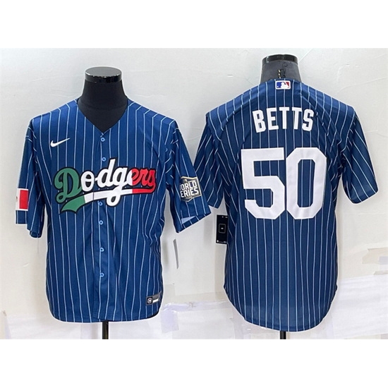 Men Los Angeles Dodgers #50 Mookie Betts Navy Mexico World Series Cool Base Stitched Baseball Jersey->los angeles dodgers->MLB Jersey