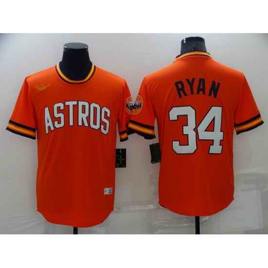 Men Houston Astros #34 Nolan Ryan Orange Cool Base Stitched jersey->detroit tigers->MLB Jersey