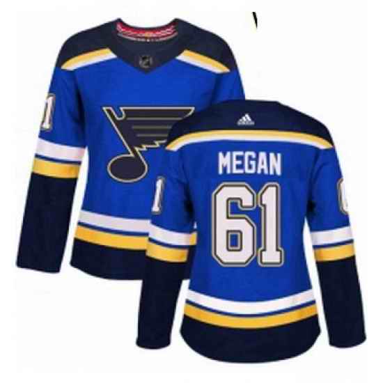Womens Adidas St Louis Blues #61 Wade Megan Authentic Royal Blue Home NHL Jersey->women nhl jersey->Women Jersey