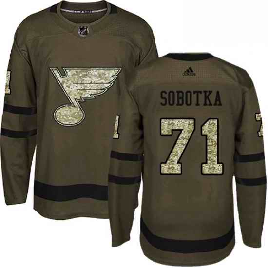 Youth Adidas St Louis Blues #71 Vladimir Sobotka Premier Green Salute to Service NHL Jersey->youth nhl jersey->Youth Jersey