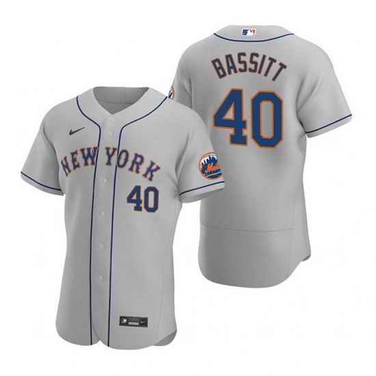 Men New York Mets #40 Chris Bassitt Grey Flex Base Stitched jersey->new york mets->MLB Jersey