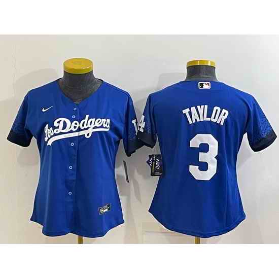 Women's Los Angeles Dodgers #3 Chris Taylor Blue 2022 Cool Base Stitched Nike Jersey->women mlb jersey->Women Jersey