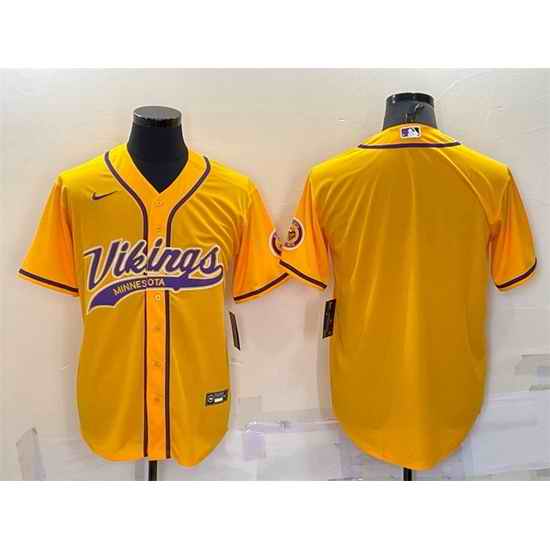 Men Minnesota Vikings Blank Gold With Patch Cool Base Stitched Baseball Jersey->los angeles rams->NFL Jersey