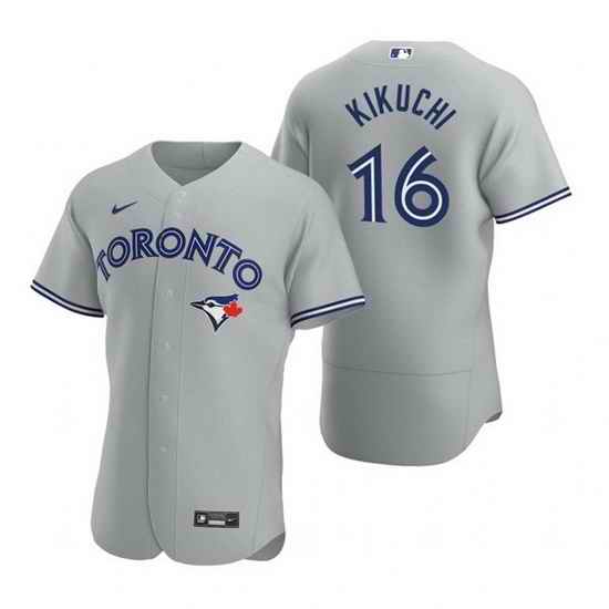 Men Toronto Blue Jays #16 Yusei Kikuchi Grey Flex Base Stitched Baseball jersey->toronto blue jays->MLB Jersey
