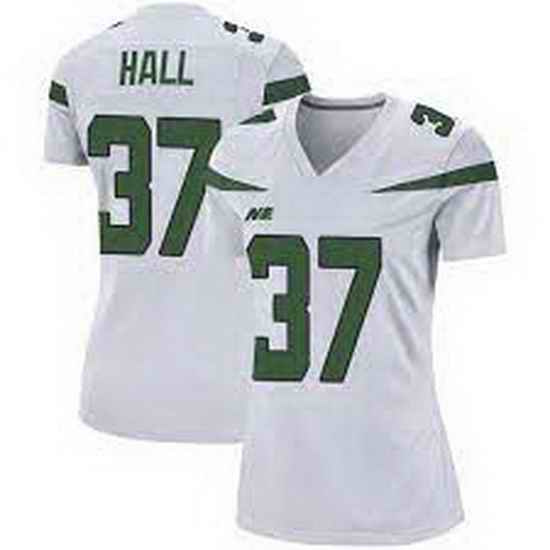 Women New York Jets Bryce Hall #37 White Vapor Limited Stitched Football Jersey->women nfl jersey->Women Jersey