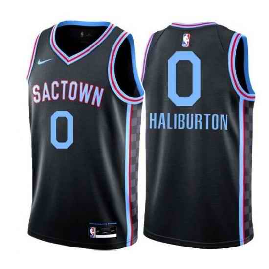 Men Sacramento Kings Tyrese Haliburton #0 Black NBA Jersey->sacramento kings->NBA Jersey