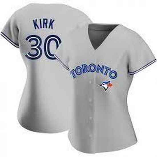 Women Nike Toronto Blue Jays #30 Alejandro Kirk Gray Home Stitched Cool Base Jersey->women mlb jersey->Women Jersey