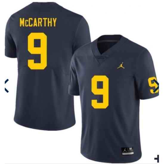 Men Michigan Wolverines J.J. McCarthy #9 Navy High School Jersey->michigan wolverines->NCAA Jersey