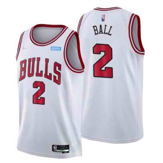 Men Chicago Bulls #2 Lonzo Ball 75th Anniversary White Swingman Stitched Basketball Jersey->charlotte hornets->NBA Jersey