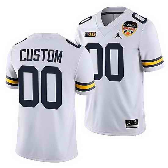 Michigan Wolverines Custom White 2021 Orange Bowl College Football Playoff Jersey->->Custom Jersey