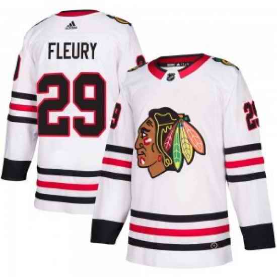Men Chicago Blackhawks #29 Marc Andre Fleury White Hockey Jersey->chicago blackhawks->NHL Jersey