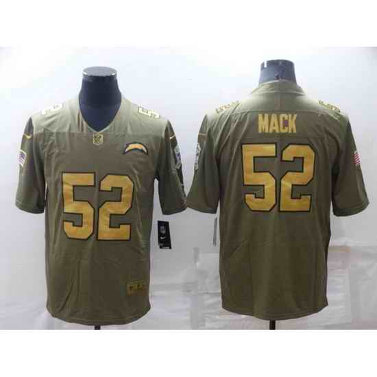 Men Los Angeles Chargers #52 Khalil Mack Olive Gold Salute To Service Limited Stitched jersey->los angeles chargers->NFL Jersey