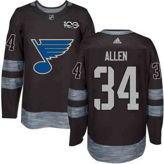 Blues #34 Jake Allen Black 1917 2017 100th Anniversary Stitched NHL Jersey->st.louis blues->NHL Jersey