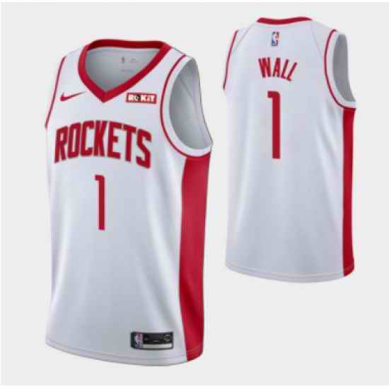 Men Houston Rockets #1 John Wall White Stitched Basketball Jersey->houston rockets->NBA Jersey