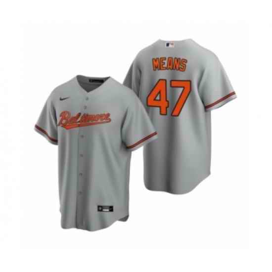 Youth Baltimore Orioles #47 John Means Nike Gray Replica Road Jersey->youth mlb jersey->Youth Jersey