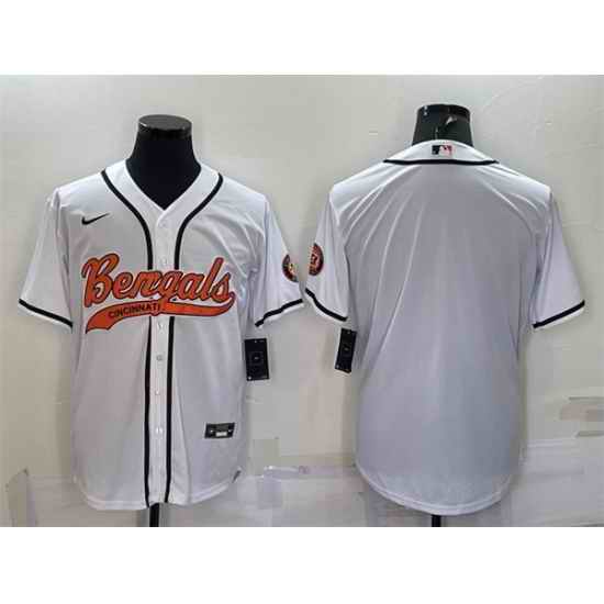 Men Cincinnati Bengals Blank White With Patch Cool Base Stitched Baseball Jersey->chicago bears->NFL Jersey