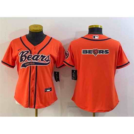 Women Chicago Bears Orange Team Big Logo With Patch Cool Base Stitched Baseball Jersey->women nfl jersey->Women Jersey
