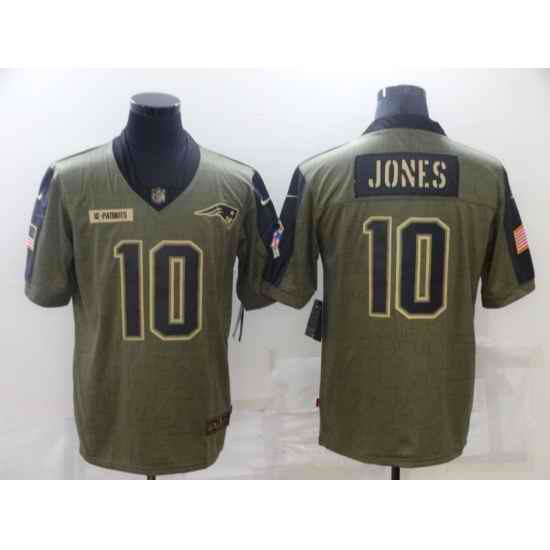 Men's New England Patriots #10 Mac Jones Nike Olive 2021 Salute To Service Limited Jersey->new england patriots->NFL Jersey