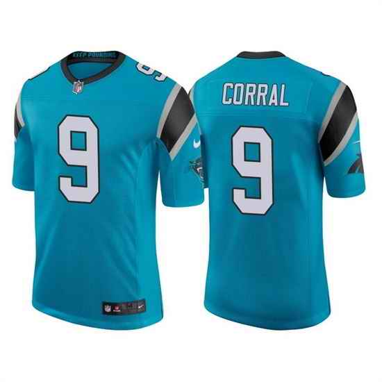 Men Carolina Panthers #9 Matt Corral 2022 Blue Stitched Jersey->carolina panthers->NFL Jersey