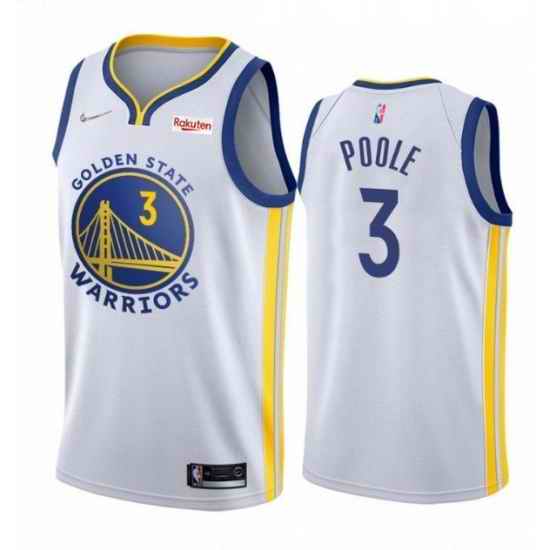 Men's Golden State Warriors #3 Jordan Poole 2022 White 75th Anniversary Stitched Jersey->golden state warriors->NBA Jersey