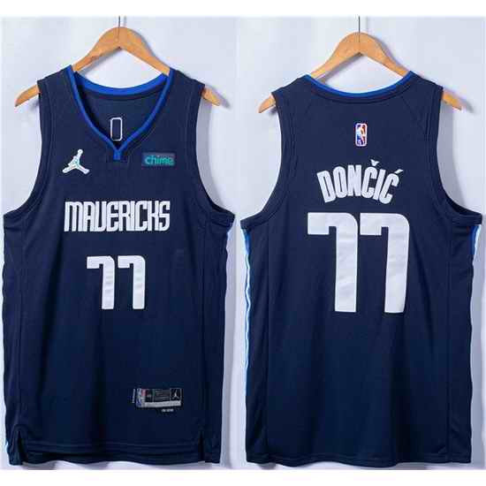 Men Dallas Mavericks #77 Luka Doncic 75th Anniversary Navy Stitched Basketball Jersey->dallas mavericks->NBA Jersey