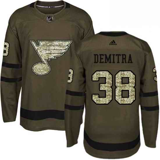 Mens Adidas St Louis Blues #38 Pavol Demitra Authentic Green Salute to Service NHL Jersey->st.louis blues->NHL Jersey