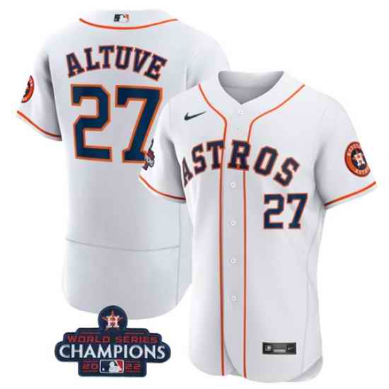 Men's Houston Astros #27 Jose Altuve White 2022 World Series Champions Flex Base Stitched Baseball Jersey->houston astros->MLB Jersey
