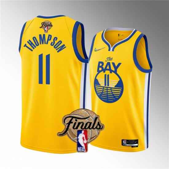 Men's Golden State Warriors #11 Klay Thompson 2022 Yellow NBA Finals Stitched Jersey->golden state warriors->NBA Jersey