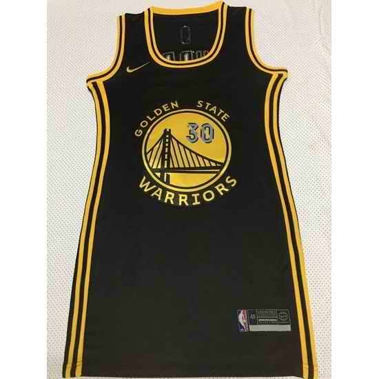 Women Golden Warriors #30 Stephen Curry Dress Stitched Jersey Black->nba women dress jersey->NBA Jersey