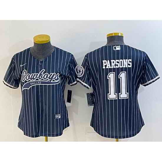 Women Dallas Cowboys #11 Micah Parsons Navy With Patch Cool Base Stitched Baseball Jersey_1->women nfl jersey->Women Jersey