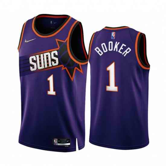 Men's Phoenix Suns #1 Devin Booker 2022-23 Purple 75th Anniversary Icon Edition Stitched Jersey->phoenix suns->NBA Jersey