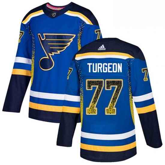 Mens Adidas St Louis Blues #77 Pierre Turgeon Authentic Blue Drift Fashion NHL Jersey->st.louis blues->NHL Jersey