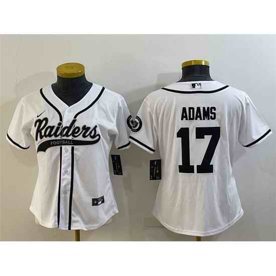 Women Las Vegas Raiders #17 Davante Adams White With Patch Cool Base Stitched Baseball Jersey->women nfl jersey->Women Jersey