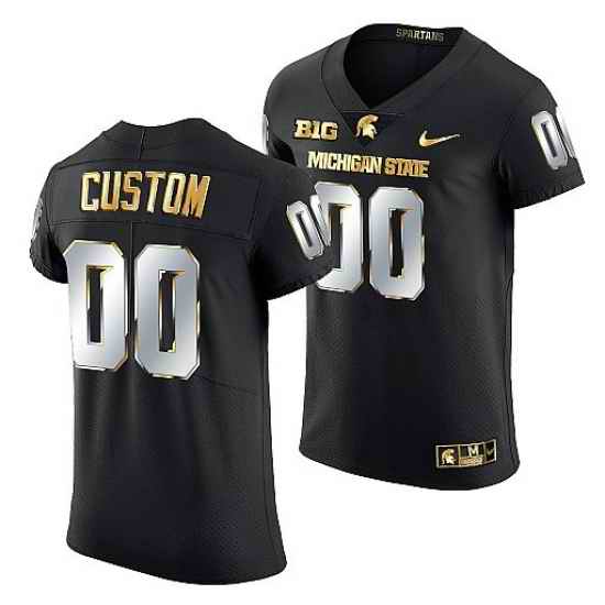 Michigan State Spartans Custom 2021 #22 Golden Edition Limited Football Black Jersey->->Custom Jersey