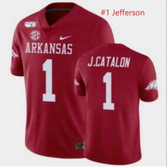 Men's Nike K.J. Jefferson Arkansas Razorbacks Game Red Jersey->customized ncaa jersey->Custom Jersey