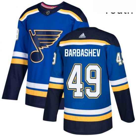 Youth Adidas St Louis Blues #49 Ivan Barbashev Authentic Royal Blue Home NHL Jersey