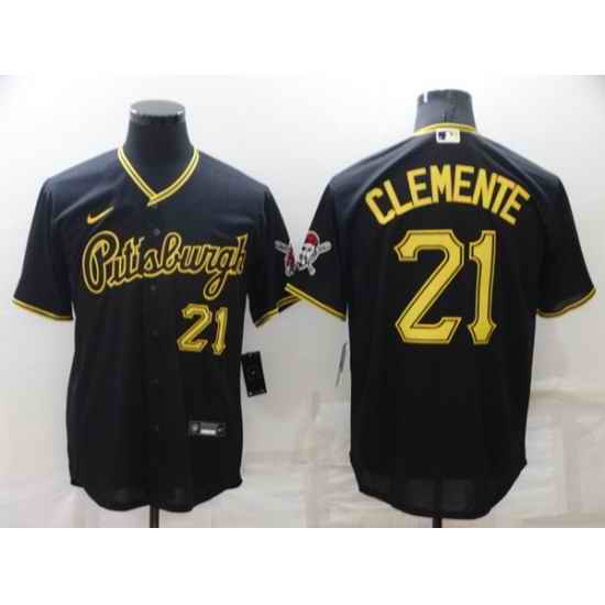 Men's Pittsburgh Pirates #21 Roberto Clemente Black Cool Base Stitched Jersey->san diego padres->MLB Jersey