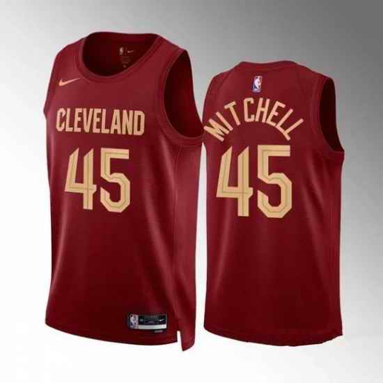 Men Cleveland Cavaliers #45 Donovan Mitchell Red Stitched Basketball Jersey->cleveland cavaliers->NBA Jersey