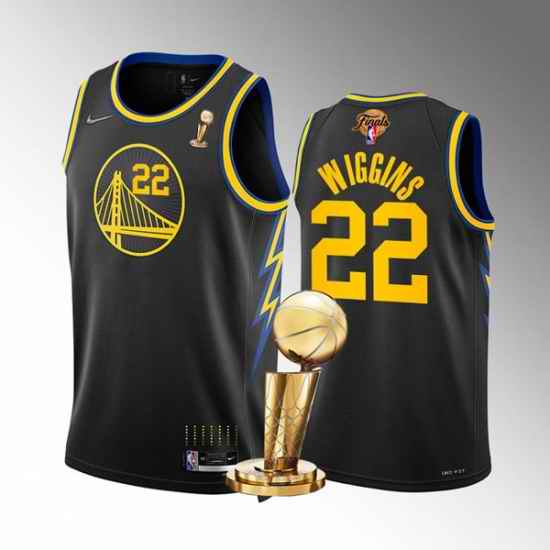 Men's Golden State Warriors #22 Andrew Wiggins 2022 Black NBA Finals Champions Stitched Jersey->golden state warriors->NBA Jersey