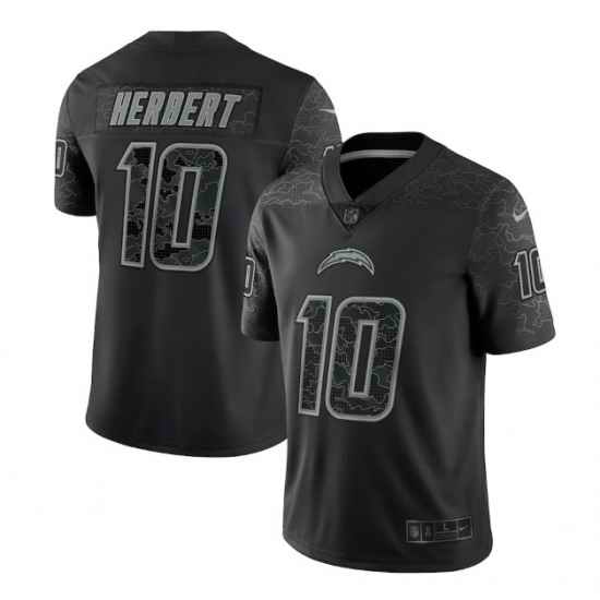Men Los Angeles Chargers #10 Justin Herbert Black Reflective Limited Stitched Football Jersey->las vegas raiders->NFL Jersey