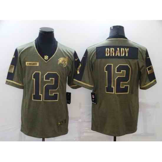 Men's Tampa Bay Buccaneers #12 Tom Brady Nike Gold 2021 Salute To Service Limited Player Jersey->san francisco 49ers->NFL Jersey