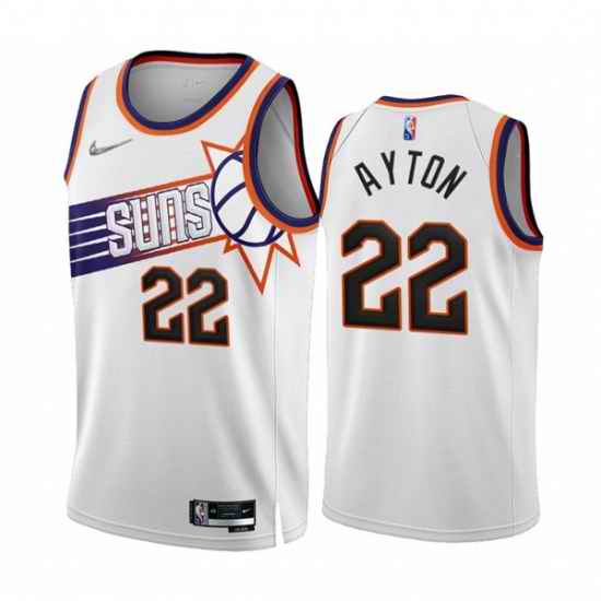 Men's Phoenix Suns #22 Deandre Ayton 2022-23 White 75th Anniversary Association Edition Stitched Jersey->phoenix suns->NBA Jersey