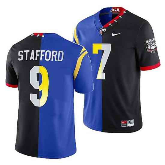 Men Los Angeles Rams X Georgia Bulldogs #9 Matthew Stafford Black Royal Split Stitched Jerse->cincinnati bengals->NFL Jersey