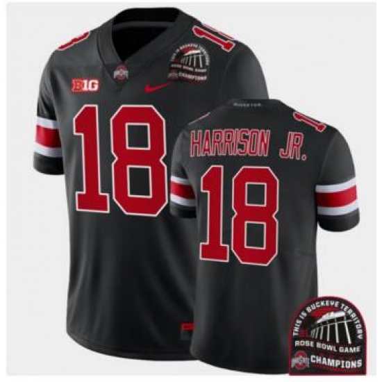Men's Jersey Ohio State Buckeyes Marvin Harrison Jr. Black 2022 Rose Bowl Champions CFP Jersey->2022 canada winter olympic->NHL Jersey