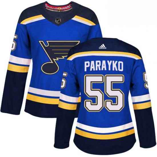 Womens Adidas St Louis Blues #55 Colton Parayko Authentic Royal Blue Home NHL Jersey->women nhl jersey->Women Jersey