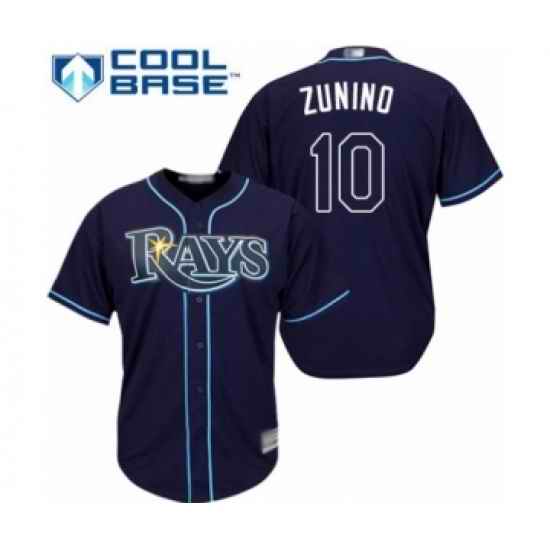 Youth Tampa Bay Rays #10 Mike Zunino Authentic Navy Blue Alternate Cool Base Baseball Player Jersey->youth mlb jersey->Youth Jersey