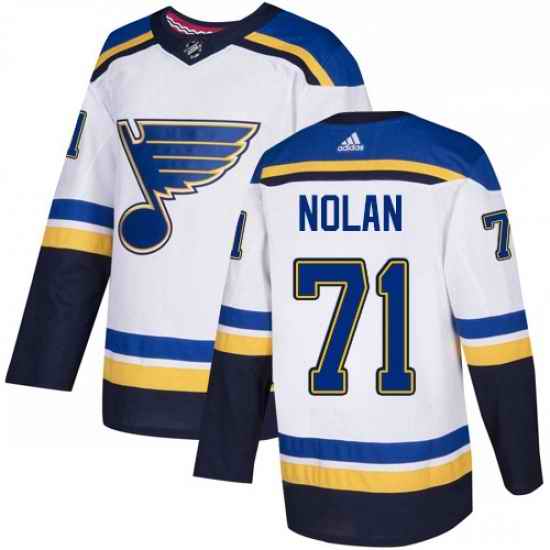 Youth Adidas St Louis Blues #71 Jordan Nolan Authentic White Away NHL Jersey->youth nhl jersey->Youth Jersey