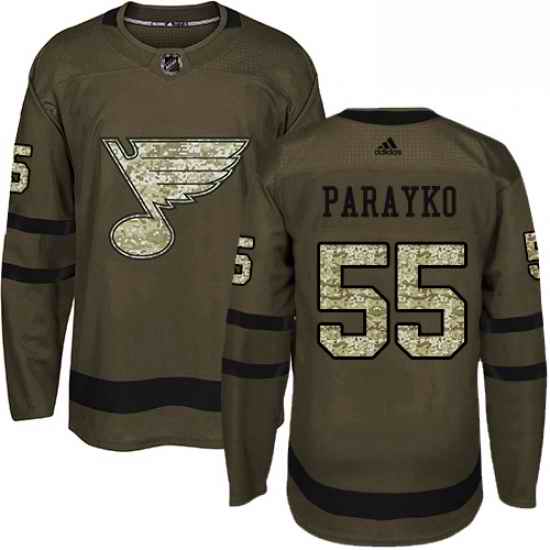 Mens Adidas St Louis Blues #55 Colton Parayko Authentic Green Salute to Service NHL Jersey->st.louis blues->NHL Jersey