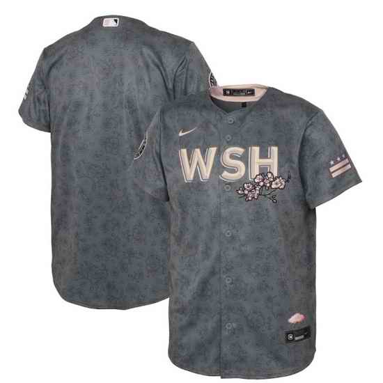 Youth Washington Nationals Blank 2022 Grey City Connect Cherry Blossom Stitched Baseball Jersey->youth mlb jersey->Youth Jersey
