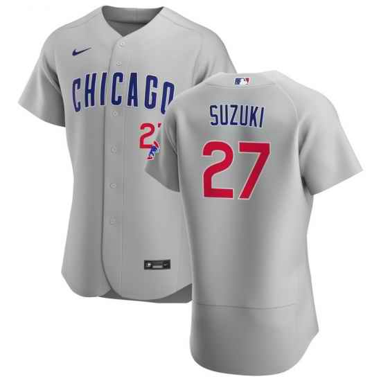 Men Chicago Cubs #27 Seiya Suzuki Men Nike Gray Road 2020 Flex Base Team Jersey->chicago cubs->MLB Jersey
